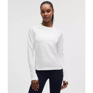 Lululemon Rest Less Pullover Contour Variegated Rib White Slim Fit Hip Length